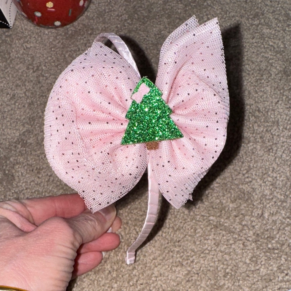 Pink and Green Bow Headband